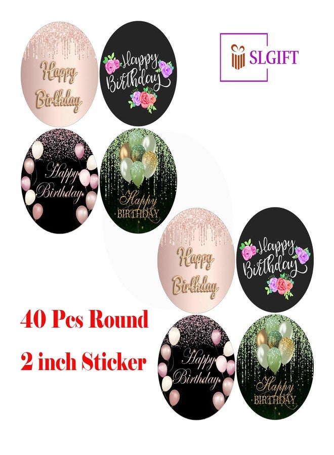 SLGIFT Vinyl Happy Birthday Theme Sticker, Self-Adhesive Vinyl Stickers, 40 Pieces, 2 x 2 Inches Round Sticker, 4 Unique Designs, R103 - Image 4